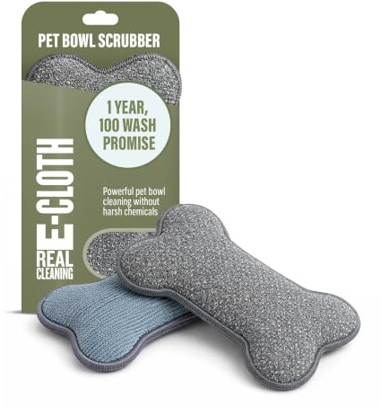 E-Cloth Pet Bowl Scrubber - Bone-Shaped Pet Bowl Cleaning Scrubber, Reusable, 100 Wash Promise - 2 Pack