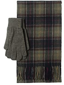 Barbour MGS0018 Herren Schals und Handschuhe Set grün, grün