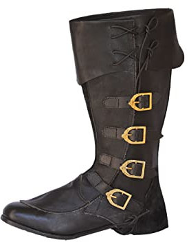 CP Abenteuer Gamaschen Stiefelstulpen Pirat Musketier Mittelalter Piraten Stiefel Stulpen (Schwarz, XL)