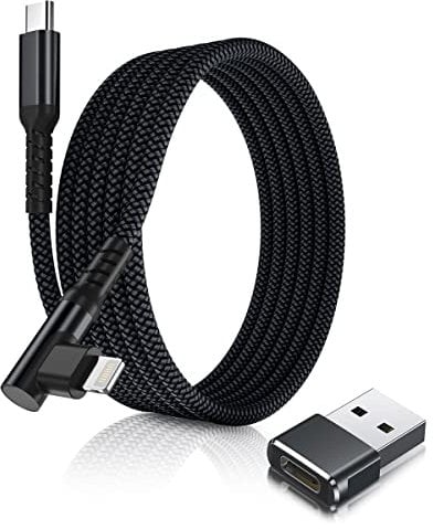 Basesailor USB C to Lightning Charger Cable Right Angle 3M with USB A Adapter,USB Type C Fast Charging Cord Lead for Apple iPhone 14 13 12 11 Mini Pro Max Plus,XS XR X 8 7 SE,iPad 9 8th 9th Generation
