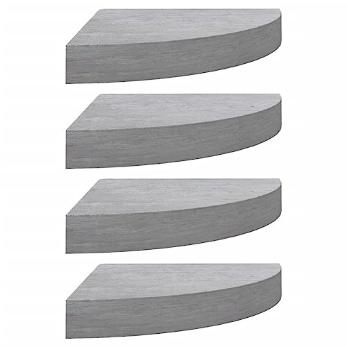 vidaXL Wall Corner Shelves 4 pcs Concrete Grey 25x25x3.8 cm MDF