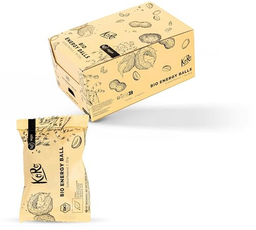 KoRo - Bio Energy Ball Salted Peanut 14 x 30 g - Vegan - Idealer Snack to-go - Cremiger Nussmus-Kern