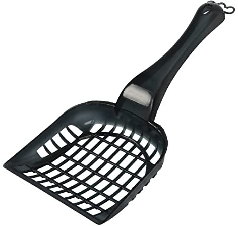 Ebi, Schaufel für Katzentoilette, Modell Scoop, 26 x 10,5 x 4 cm, Farbe: Schwarz, hygienisch, grobe Filterstruktur, Kunststoff, robust, leicht zu reinigen, ideal für die Katzentoilette