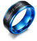 Personalisierte Ringe Herren Wolfram Ring: Individuell Ring 2-Ton Schwarz Blau Wolframkarbid Ehering Versprechen Ring Verlobung Ring für Ihn Ehemann Freund, 8mm Gravur Namen Ring,gebürstet Finish