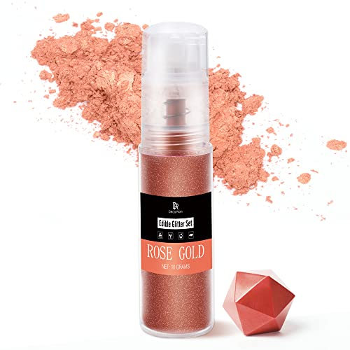 Edible Glitter Spray - 10g Luster Dust Edible Food Grade Colouring Glitter Shimmer Dust Powder, Metallic Colour Dusting Powder for Cake Decorating, Baking, Drinks, Fondant, Candy, Cookie (Rose Gold)