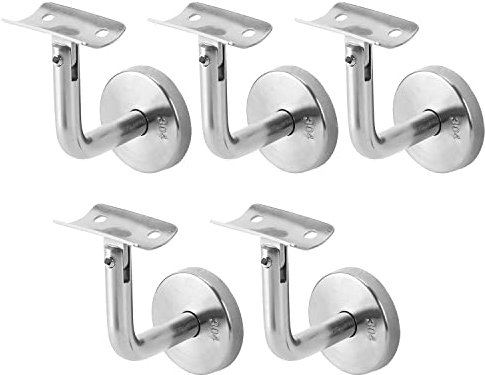 Sonnewelt 5 Stück Edelstahl Handlaufträger Handlaufhalter Edelstahl Ø50 handlaufstütze Geländer Wand handlauf halterung Handlauf Befestigung für Wandbefestigungen/Stützung (Silber)