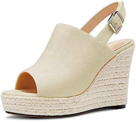 Castamere Donna Alto High Zeppa Piattaforma Tacco Heel Aperte sulla Punta Slip-on Sandali Slingback Ballo Casual Estate 10 CM Heels