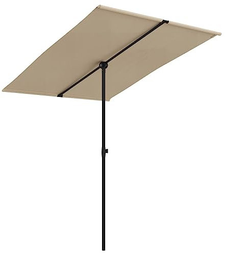 FIRBNUS Parasol de Jardin avec Mât en Aluminium 200x150 cm Taupe Tissu Parasol de Jardin Pivoter à 360 Degrés Parasol de Patio Protection Optimale Contre Soleil Balcon Terrasse