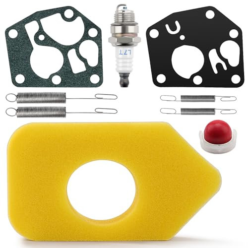 VooGenzek 8 Pezzi Kit Manutenzione per Tagliaerba, L7T Candela Sostituzione, 692211 691859 Governatore Spring, Membrana Carburatore 495770 795083, 698369 Filtro dell’Aria, 694394 Lampadina Primer