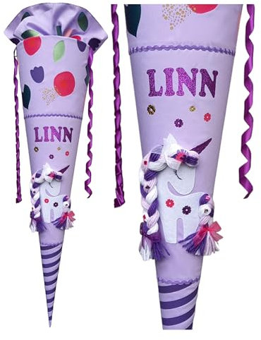Einhorn Scultüte,flieder, passend zum Ergobag BlütenzauBär und Lässig,für Vädchen, Wunschname,genäht