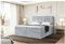 MEBLINI Boxspringbett mit Bettkasten - Gepolstert Doppelbett mit Matratze und Topper - Polsterbett mit Stauraum - Bett mit Kopfteil - Kai - 200x200 - H3/Hellgrau Samt