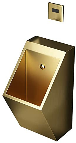 dsmsdre Urinal aus Edelstahl 304, goldenes wandmontiertes Urinal mit automatischer Spülung, mit hocheffizientem Sensorventil, Stehtoilette für Herren