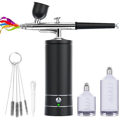 Airbrush-Kit Rechargeable Cordless Airbrush Compressor - Auto Handheld Airbrush Gun, Airbrush Set Portable Wireless Air Brush for Nail Art, Barber, Cake Decor, Makeup, Model Painting