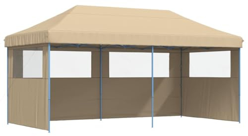 vidaXL Partyzelt Faltbar Pop-Up mit 3 Seitenteilen Beige
