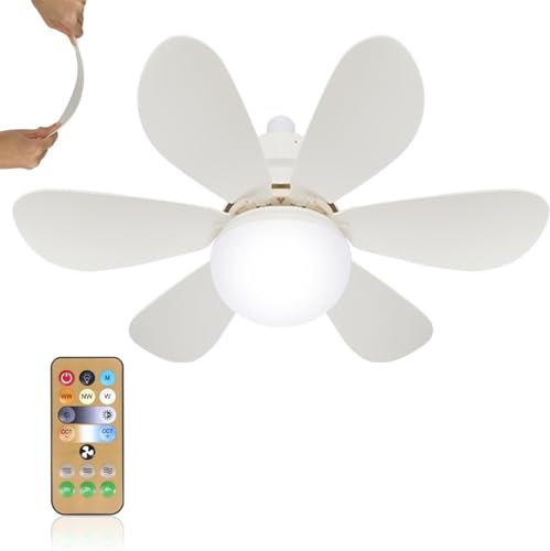 FGAQLUK Ventilatore Da Soffitto Con Luce E Telecomando, Lampadario Ventilatore LED Dimmerabile Con Lampada Integrato Da 30W/40W E27, 6 Pale, 3 Velocità, Silenzioso, Per Soggiorno, Camera Da Letto(Dime