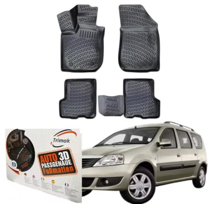 TRIMAK 3D Fussmatten für Dacia Logan 2004–2012 & MCV I 2007-2013 | Gummimatten aus TPE Gummi, Passgenau, Wasserdicht, Hoher Rand, Rutschfest, Leicht zu Reinigen