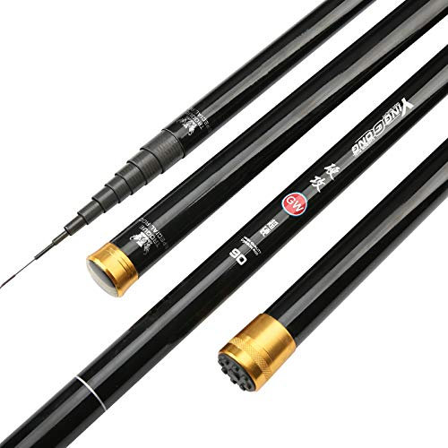 AYKANING Fishing Stipprute,Teleskop Angelrute Hoher Kohlenstoff 8m 9m 10m 11m 12m 13m Power Hand Pole Angelrute Ultra Hard Super Light Teleskopstabstift Ersatztipp(13m and Gifts Tips)
