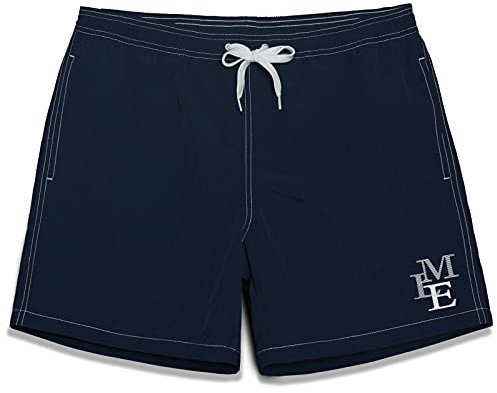 MEILONGER Badehose für Herren Mann Atmungsaktiv Badeshorts Männer Trainingsshorts Elastisch Verstellbar Mit Tunnelzug Meshfutter(21005Marine,L)