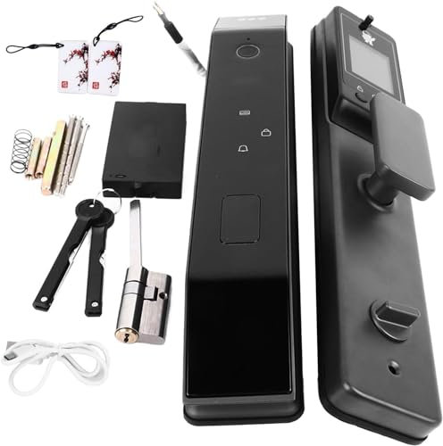 3D Face Recognition Door Lock, Smart Locks for Front Door, Fingerprint/Password/Key/Proximity Card/APP Control Unlocking, Security Camera Intelligent Electronic Anti-Theft Door Lock(24 * 240mm)