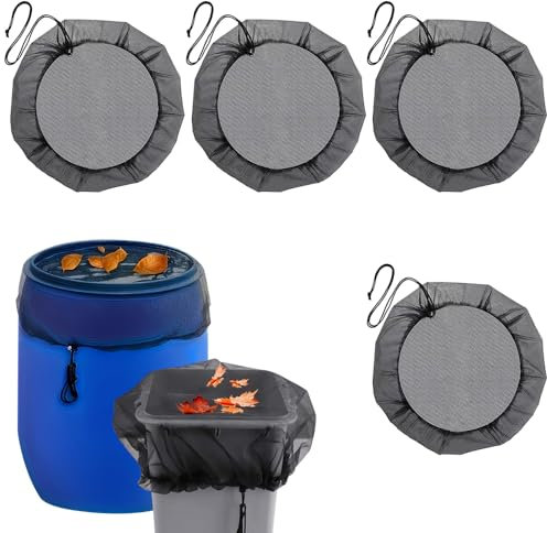 Aweisile Filet pour Citerne de Pluie 4 Pièces 80 cm Filet de Protection pour Tonneau de Pluie Filet Seau Réglable avec Cordon de Serrage Housse pour Tonneau de Pluie avec Cordon de Serrage