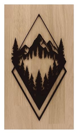 Wandbild aus Holz Bergmotiv | Eiche | Massivholz | Berge | Berglandschaft | Wanddekoration | Holzbild | Geschenk | 18,5x33 cm Pohmer Design (Berg)