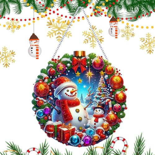 Schneemann-Haustür-Dekoration, Acryl, Winter-Wanddekoration, Türschild, Willkommens-doppelseitig, Bauernhaus-Türdekoration, Weihnachtsschmuck für Wand und
