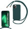 xinyunew Silicone Case with Rope for iPhone 13 Pro Max, Soft Silicone Case with Adjustable Hanging Strap Necklace Neck Strap Chain Lanyard for iPhone 13 Pro MAX (Green)