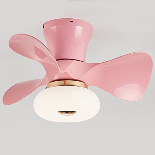 Ventilateur de plafond moderne rose pour chambre d'enfant avec télécommande, 6 vitesses, intensité variable, minuterie, fonctionnement silencieux, 64 W