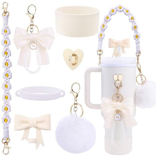 JOISHOP Stanley Cup Accessories Set, Stanley Cup Decor Including Stanley Straw Cover, Stanley Cup Charms, Water Bottle Handle Strap, Silicone Stanley Cup Boot for Stanley Cup 40oz 30oz Tumbler