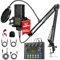 Getting Started Podcast Equipment Bundle,Podcast Starter Kit USB Cardioid Condenser Soundboard Audio Mixer Kit with Sound Card Kit for Streaming Broadcast,Gaming,Recording,Singing,Tiktok,YouTube
