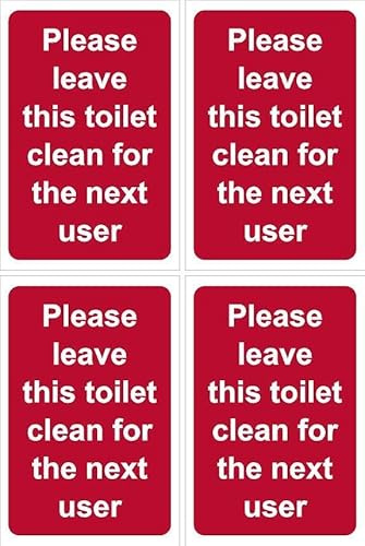 Please leave this toilet clean for the next user sign, 100x150mm, pack of 4 stickers on A4 sheet