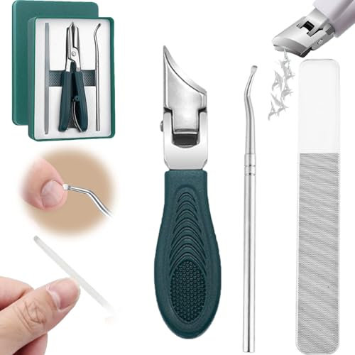 Eagle Beak Nail Clippers, Three Sets of Eagle Beak Beveled Nail Clippers, Wide Jaw Opening Anti-Splash Slanted Nail Clipper, for Thick Nails, Seniors&Ingrown Care (Green)