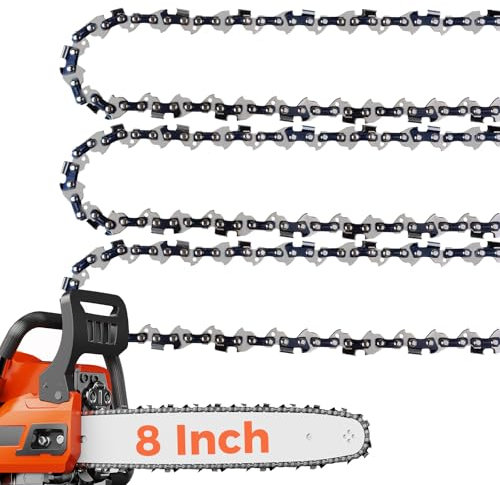 8 Inch Chainsaw Chain Mini Chainsaw Replacement Chain 8inch for Ryobi Kobalt and more, 3/8 LP Pitch, 050 Gauge, 34 Drive Links (3 Pack) (90YNP-6)