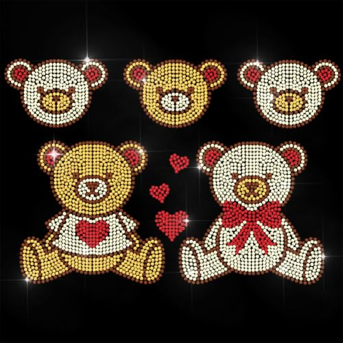 ANATTASOUL Bügeleisen Auf Strass Transfer Aufkleber 29.7×21 CM Kristall Bügelaufkleber Teddybär Patch Für Kleidung Hut Tragetasche DIY Kunsthandwerk Geschenke Festival