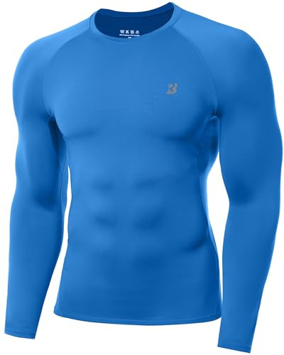 Roadbox Men's Compression Top, Long Sleeve Running Base Layer, Quick-Drying | Lightweight, breathable, moisture-wicking, 4-way stretch, soft-touch fabric, gym, cycling, football, BJJ, travel, rugby, yoga