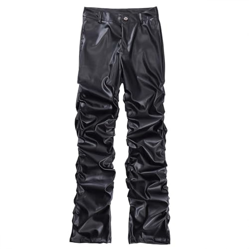Duohropke Pantaloni in pelle da uomo Baggy Hip Hop Jeans Straight Leg Jeans Casual Denim Pantaloni da motociclista, per adolescenti, ragazzi e skateboard, pantaloni per il tempo libero, streetwear
