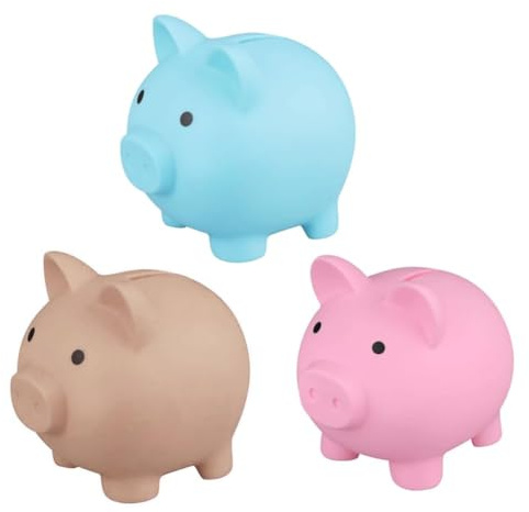 Piggy Sparschwein, Sparschwein für Kinder, Niedlich Plastik Schwein Spardose, Wiederverwendbarer Modern Sparbüchse Münze Spardose für Kinder, Jungen, Mädchen (3pcs)