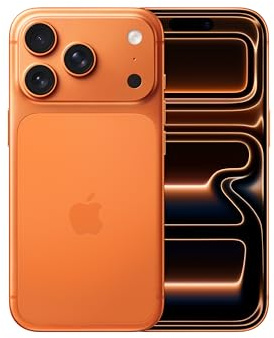 Apple iPhone 17 Pro 256 GB: 6,3-tumsskärm med ProMotion upp till 120 Hz, A19 Pro-chip, banbrytande batteritid, Fusion-proffskamerasystem med Center Stage-skärmkamera – kosmiskt orange