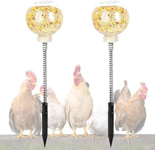 hhdatc 2PCS Chicken Peck Toys Poultry Enrichment Swing & Slow Feeder Chicken Treat Dispenser for Hens Ducks Birds and Parrots Transparent Coop Toys for Fun & Feeding