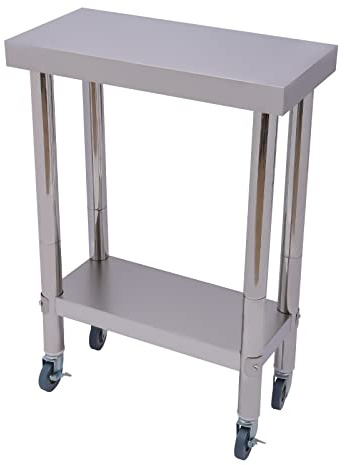 Linanty Küchen Arbeitstisch Edelstahl, 60 * 30 * 85 cm, Catering-Tisch bis zu 300 kg mit Rollen, mobiler Küchentisch für Restaurants und Schulen