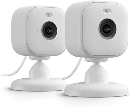 New Blink Mini 2 – (Newest Model,2 cameras) Plug-in smart security camera, HD night view in colour, built-in spotlight, two-way audio, motion detection, works with Alexa — 2 cameras (White)