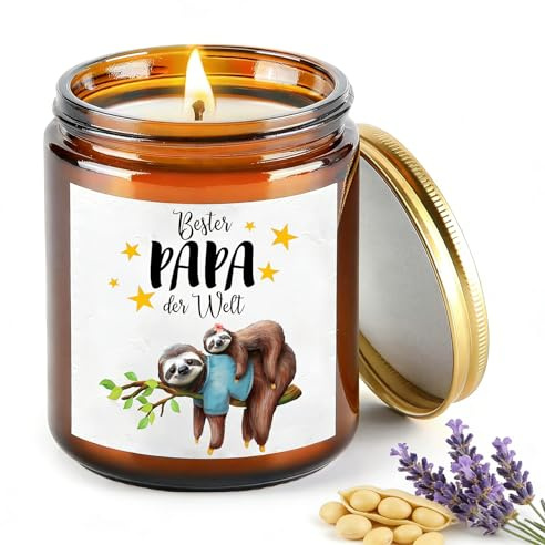 Vatertagsgeschenk für Papa, Lavendel Duftkerze im Glas 9oz Sauberes Brennen bis zu 50 Stunden, Geschenke für Papa von Tochter Sohn, GeburtstagsGeschenke zum Vatertag, Natürliche Sojawachskerze