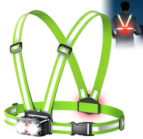 EOIWUY 800LM Ultra Brillante Luz Running con Luz Trasera, 7+2 Modos, 4-25H | 45° Haz Ajustable & 360° Reflectante, IPX4 Impermeable, Luz para Correr de Noche, Accesorios Lámparas para Paseo/Trotar