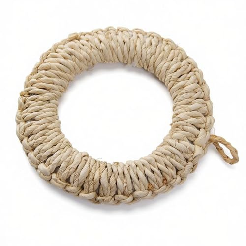 Handmade Natural Straw Woven Coasters, Round Rattan Trivet for Hot Dishes, Rustic Kitchen Heat-Resistant Placemat, for Dining Table, Kettle Safe Mat (S)