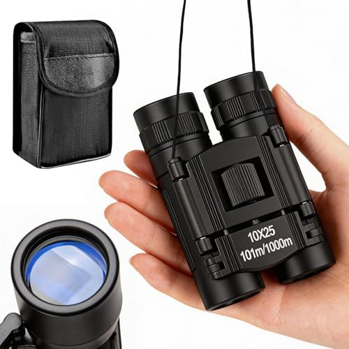ARPDJK Prismaticos Profesionales para Adultos Compactos, 10 X 25 Prisma Bak-4 Fmc, Mango Antideslizante, Pequeños Ligeros Prismáticos Binocular para Safari, Viajes Y Conciertos