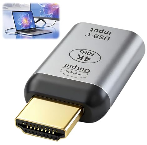 Adattatore USB C a HDMI Maschio a Femmina 4k 60hz 1080p Hdtv Convertitore Type C per Trasmissione Video Ultra Nitida, Compatibile Con Monitor, TV, Proiettore, Laptop E Tablet, Design in Alluminio