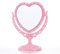 Miroir De Maquillage 2 Côtés Rotatif En Plastique En Forme De Cœur Rose