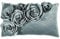 Pad - Floral - Kissenhülle - Samt Kissen - Zierkissen - Kissenhülle - Blütenapplikationen - 30 x 50, SLY Blau