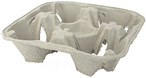 Thali Outlet - 90 x 4 Cup Holder Biodegradable Carrier Moulded Pulp Fibre - For Cold Drinks Tea and Coffee Cups