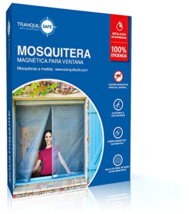 Moustiquaire ajustable aimantée TRANQUILISAFE® pour fenêtre - moustiquaire magnétique – moustiquaire de fenêtre automatique - moustiquaire aimantée (L 80/96 - H 100/108)